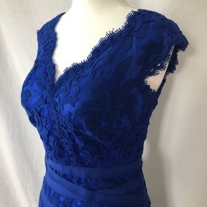 Tadashi Shoji Full Length royal blue lace gown